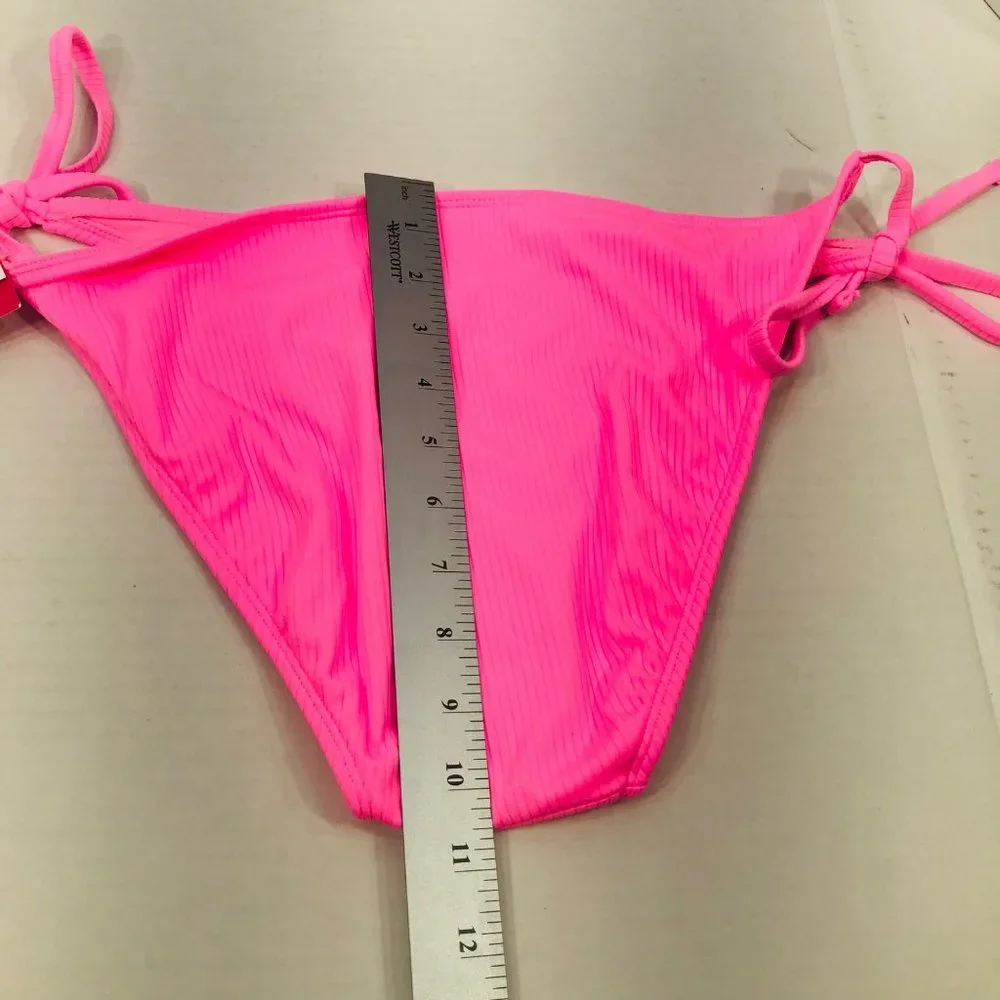 Xhilaration Women's Size XL 12-14 Ribbed String Bikini Swim Bottom Pink New
